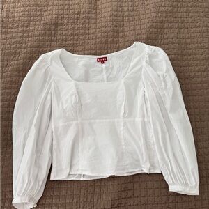 STAUD White Blouse with Puff Sleeves